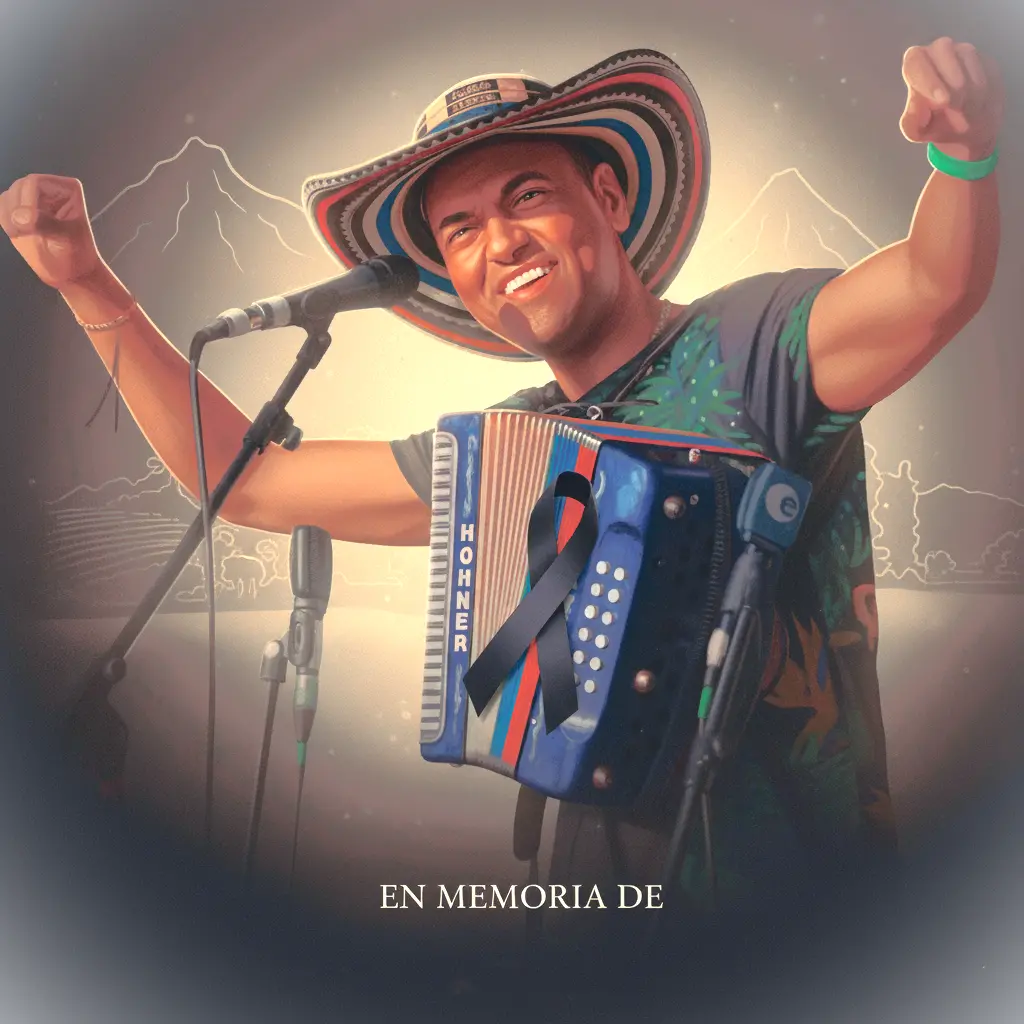 Homenaje a Nirk Molina en Londres con acordeón y sombrero vueltiao