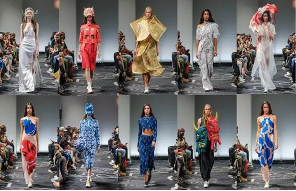 Modelos desfilan para la marca Apujan durante la Semana de la Moda de Londres 2025.