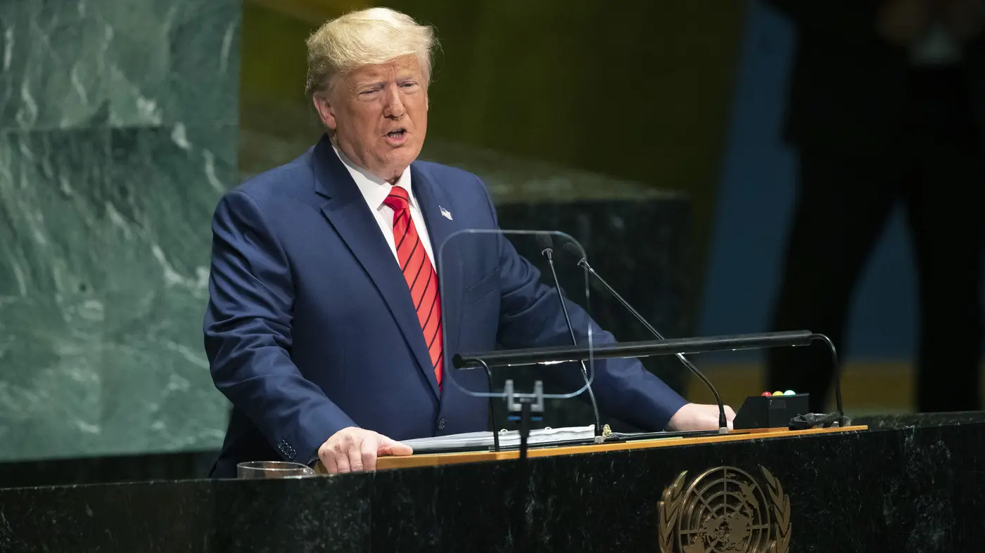 Donald Trump durante su discurso en la Asamblea 80 de la ONU.