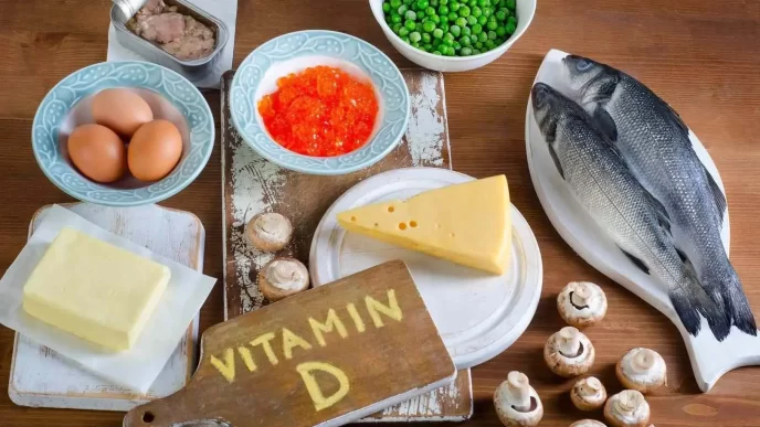 alimentos ricos en vitamina D sobre una mesa