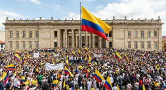manifestación ciudadana en Bogotá durante la crisis en Colombia