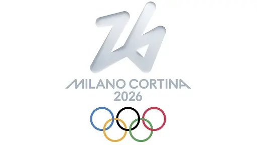 Logo oficial de Milán-Cortina 2026 con los anillos olímpicos.