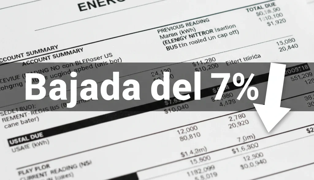 Bajada del 7% en facturas de energía en Reino Unido reflejada en una factura eléctrica.