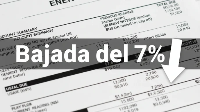 Bajada del 7% en facturas de energía en Reino Unido reflejada en una factura eléctrica.