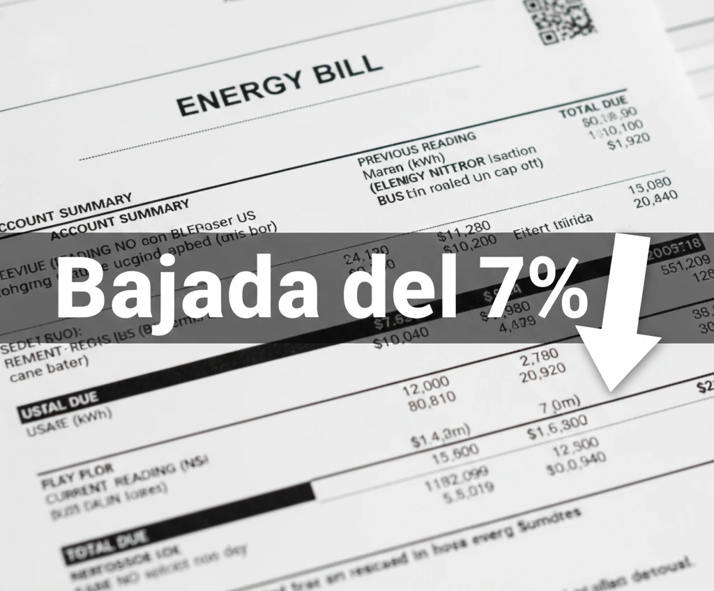 Bajada del 7% en facturas de energía en Reino Unido reflejada en una factura eléctrica.