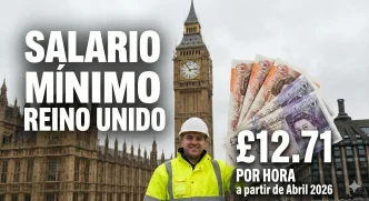 Salario Minimo Reino Unido £12.71 por hora desde abril de 2026 para trabajadores en Londres y otras ciudades del Reino Unido.