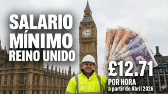 Salario Minimo Reino Unido £12.71 por hora desde abril de 2026 para trabajadores en Londres y otras ciudades del Reino Unido.