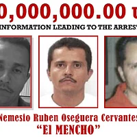 Muerte del Mencho: cartel de búsqueda del FBI con retratos de Nemesio Oseguera Cervantes, líder del CJNG.