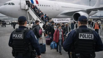 Evacuación de franceses de Oriente Medio con ciudadanos descendiendo de un avión tras repatriación