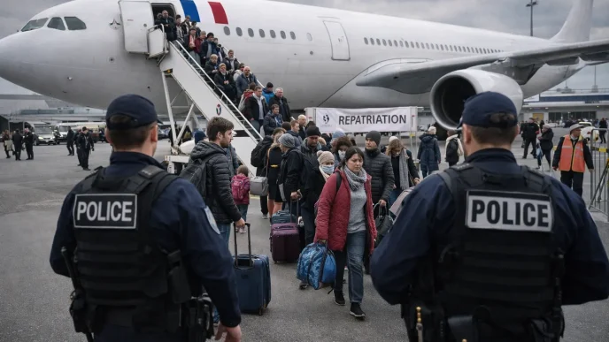 Evacuación de franceses de Oriente Medio con ciudadanos descendiendo de un avión tras repatriación