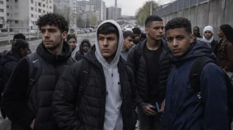 discriminación jóvenes Francia en barrios populares de París con jóvenes caminando en grupo