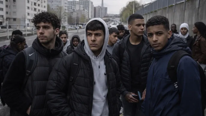 discriminación jóvenes Francia en barrios populares de París con jóvenes caminando en grupo