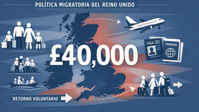 Infografía sobre retorno voluntario Reino Unido con incentivo de hasta £40,000.