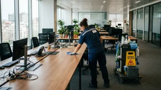 tarifas ilegales contra migrantes trabajador limpiando oficina en Reino Unido