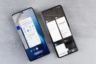 Guerra fría tecnológica reflejada en smartphones con diferentes sistemas operativos y aplicaciones abiertas.
