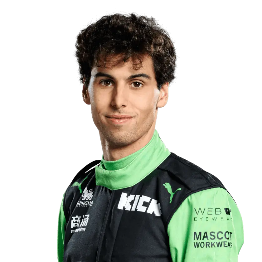 pilotos hispanos F1 Gabriel Bortoleto joven piloto brasileño retrato oficial