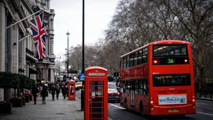huelga transporte Londres con autobús rojo circulando en una avenida principal de la capital británica