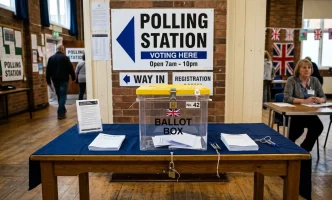 elecciones locales Londres urna y centro de votación en Reino Unido