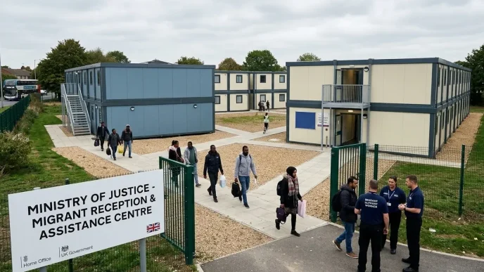 centro de acogida asilo en el Reino Unido con migrantes ingresando