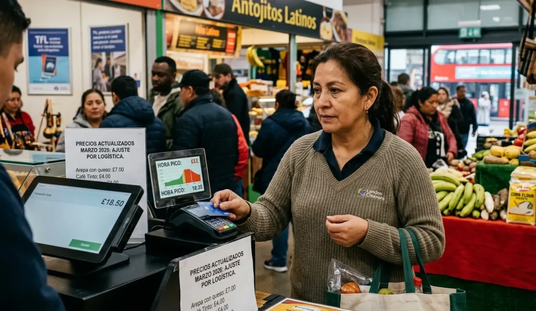Costo de vida Londres 2026 reflejado en compra en mercado latino