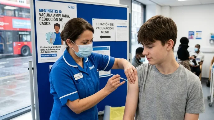 meningitis B Reino Unido vacunación adolescente en centro de salud