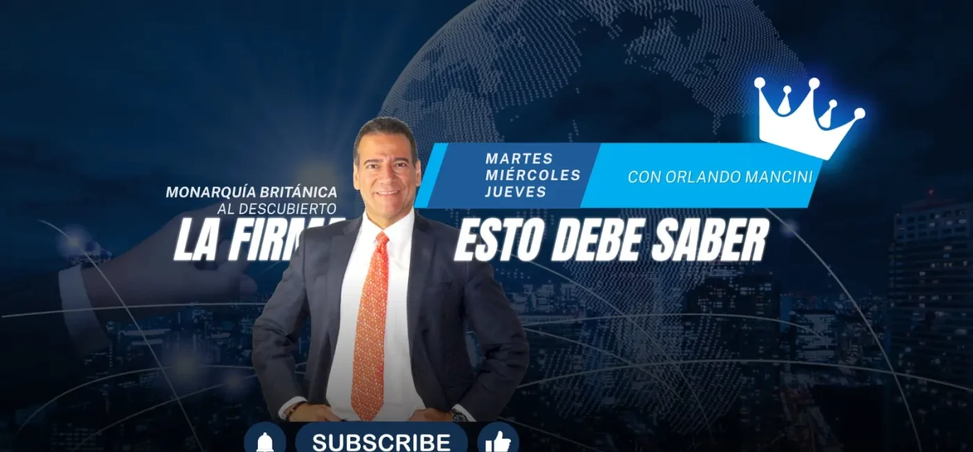 Canal Esto Debe Saber con Orlando Mancini en imagen promocional dedicada a la monarquía británica desde Londres.