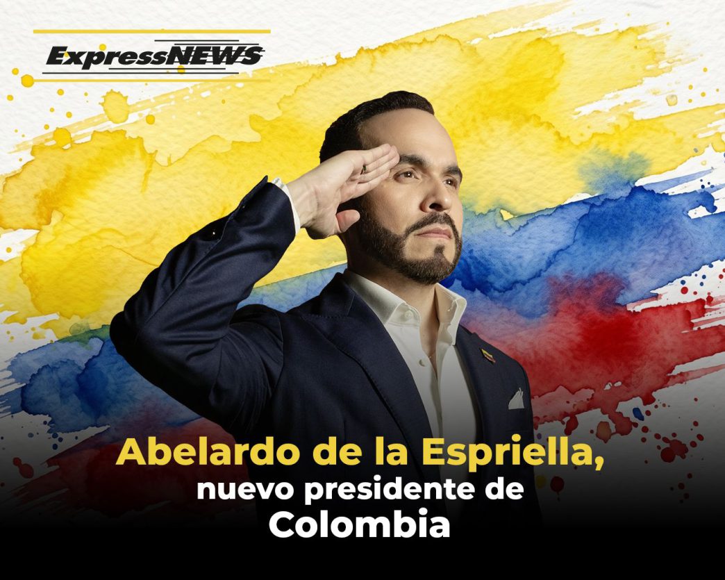 Abelardo de la Espriella realizando un saludo protocolario tras los resultados de la elección presidencial en Colombia 2026.