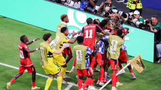 Jugadores de la selección de Cabo Verde celebran un gol tras empatar ante Uruguay en la Copa del Mundo 2026.