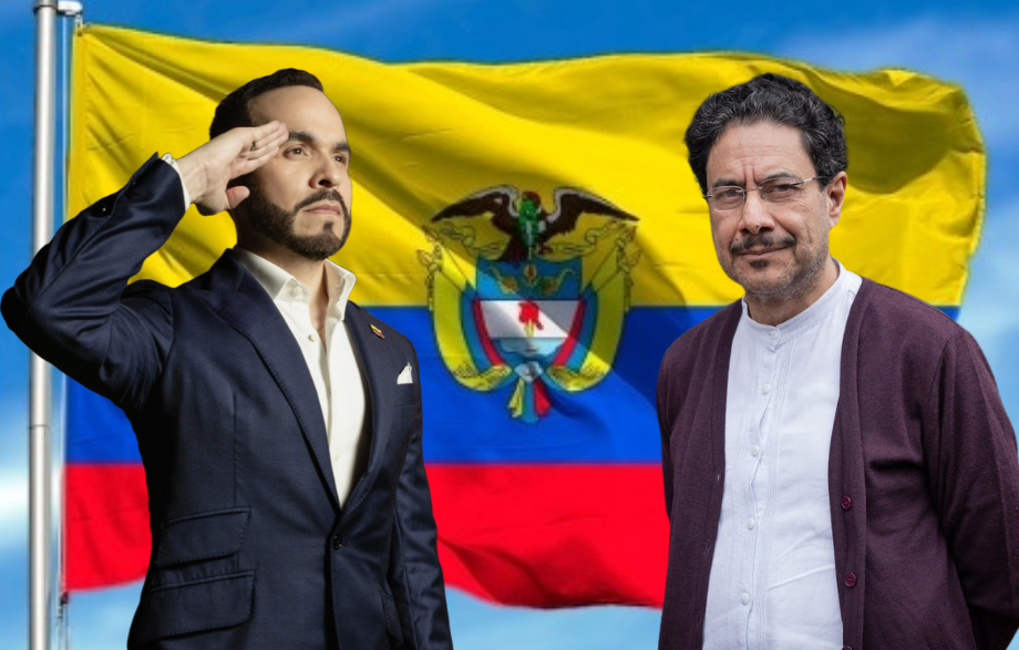 Abelardo de la Espriella e Iván Cepeda ante la bandera de Colombia, los dos candidatos que disputarán la segunda vuelta presidencial en Colombia el 21 de junio de 2026