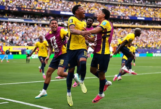 Gonzalo Plata celebra el gol de la victoria de Ecuador vs Alemania en el Mundial 2026.