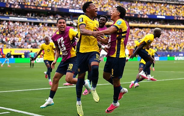 Gonzalo Plata celebra el gol de la victoria de Ecuador vs Alemania en el Mundial 2026.