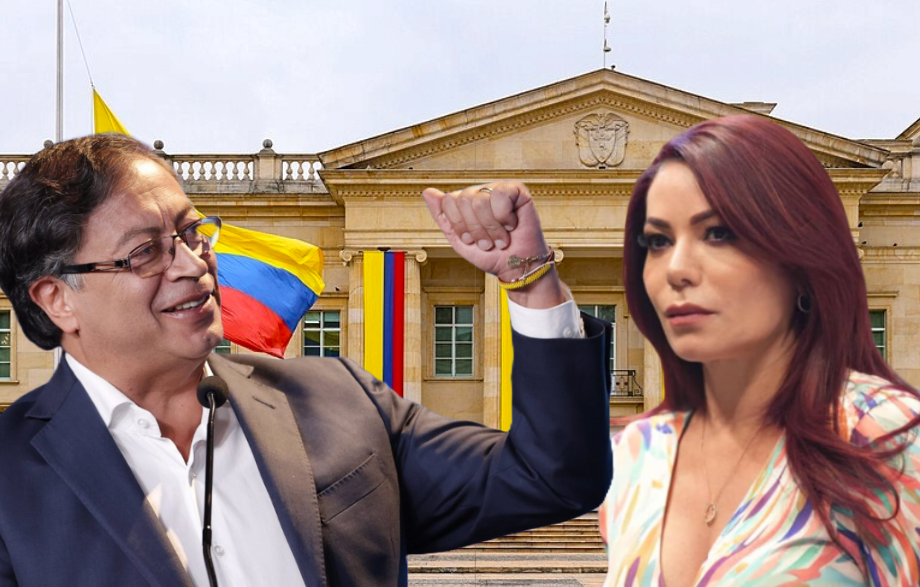 El presidente Gustavo Petro junto a la representante Gloria Arizabaleta frente al Congreso de Colombia.