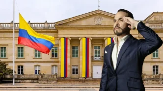 El presidente electo de Colombia, Abelardo de la Espriella, saludando frente a la Casa de Nariño.