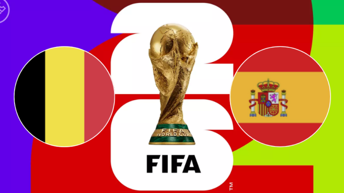 Enfrentamiento futbolístico entre las selecciones de España y Bélgica en el Mundial 2026.