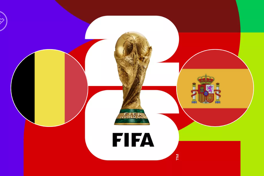 Enfrentamiento futbolístico entre las selecciones de España y Bélgica en el Mundial 2026.