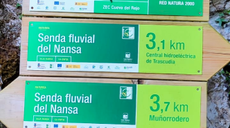 Señalización de la Senda Fluvial del Nansa en Cantabria, parte del área de actuación del proyecto Steps for Life.