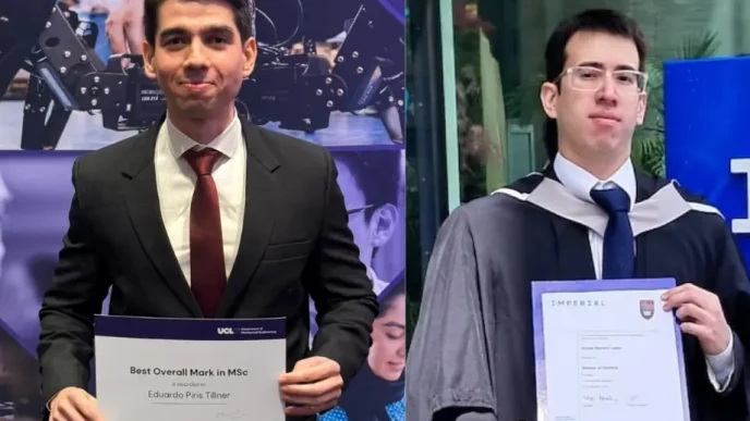 Eduardo Piris Tillner y Rafael Pereira López, ingenieros paraguayos egresados de universidades en Londres gracias al programa BECAL