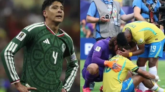 Jugadores de Brasil y México tras ser eliminados en octavos de final del Mundial 2026.