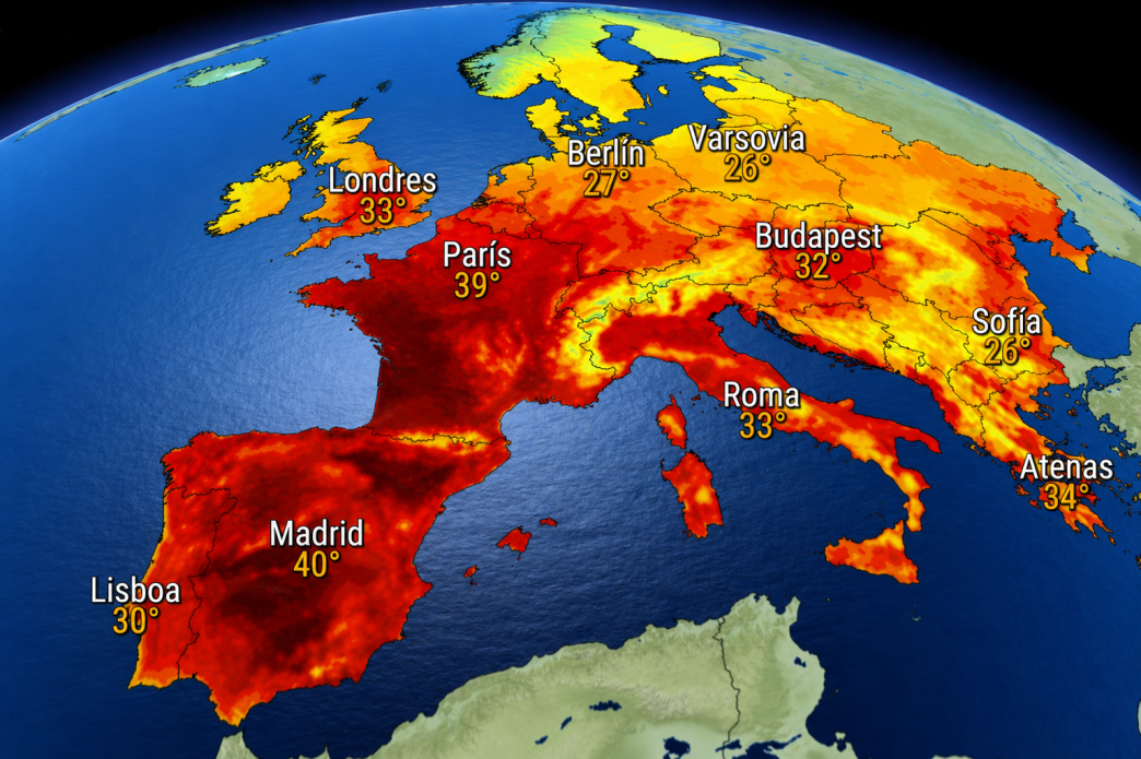 Paisaje afectado por un incendio forestal en el sur de Francia durante la ola de calor extrema de junio de 2026.