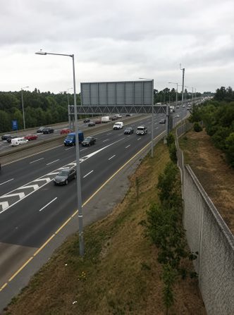 Vista de una autovía con tráfico circulando en los carriles habilitados