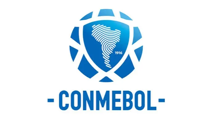 Logotipo oficial de la CONMEBOL en color azul sobre fondo blanco