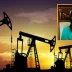 Balancines de extracción de petróleo en un campo petrolífero al atardecer junto a un recuadro con la imagen de Delcy Rodríguez