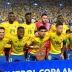 Once inicial de la Selección Colombia posando en la cancha antes de un partido oficial.