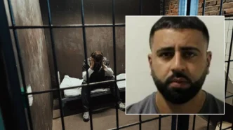 Hombre sentado en una cama dentro de una celda de prisión tras ser condenado por la justicia.