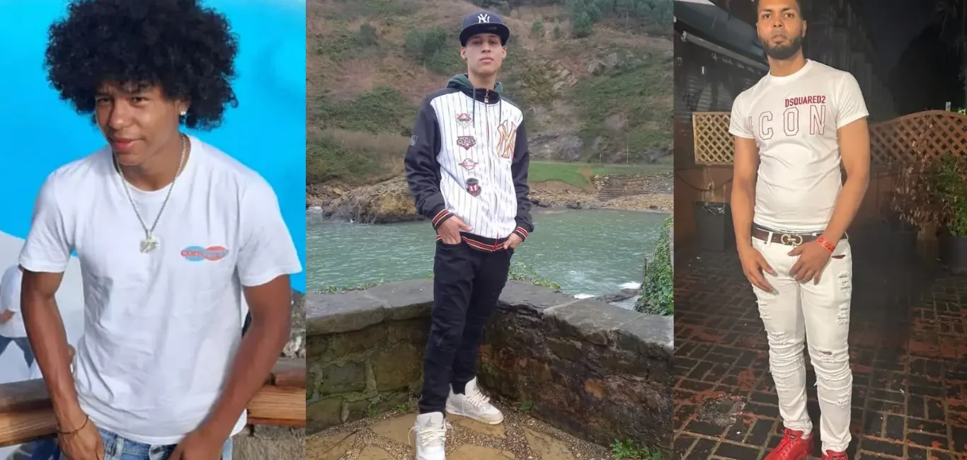 Collage con fotografías de tres víctimas de ataques violentos en Londres: Yeray Sánchez Morales, Giovanny Rendon Bedoya y Gregory Castillo Volquez.